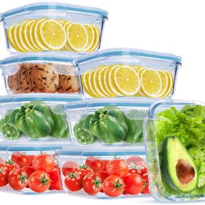 Récipient en verre transparents, hermétiques sans BPA et sans fuite, 8 pièces avec couvercle