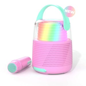 Karaoké et enceinte lumineuse (rose)