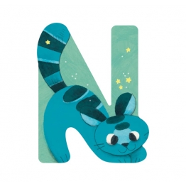 Lettre en bois N bleue