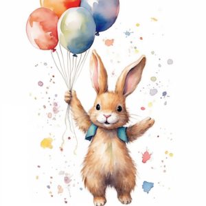 Affiche Lapin et ballons