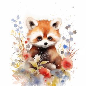 2025050523043868.jpg Affiche Panda Roux Fleurs